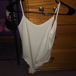 White spaghetti strap body suit